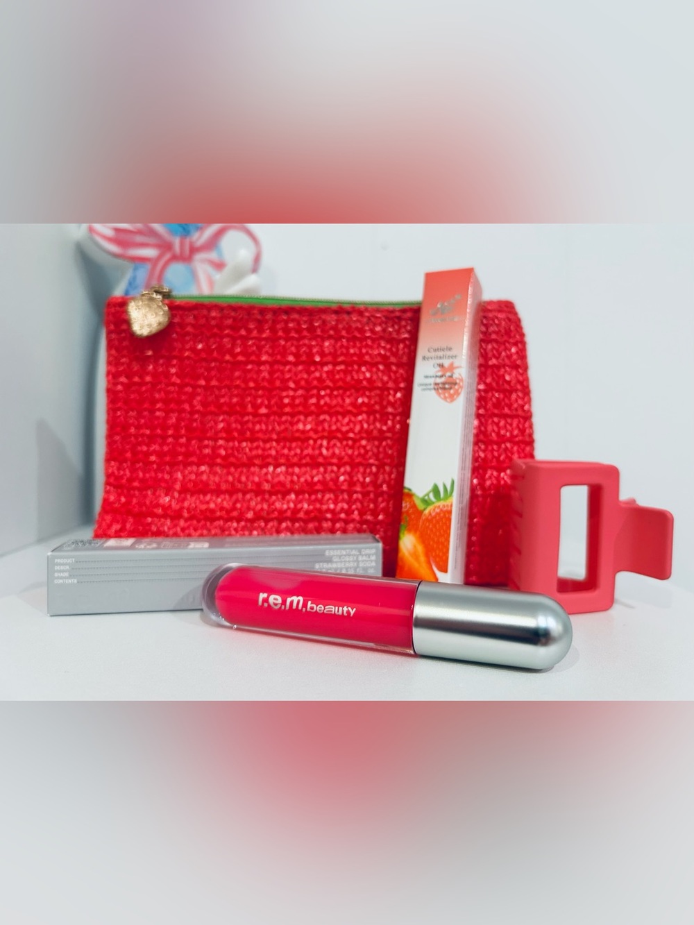r.e.m. beauty Strawberry Soda High-Shine Lip Gloss and Strawberry Beauty Bundle